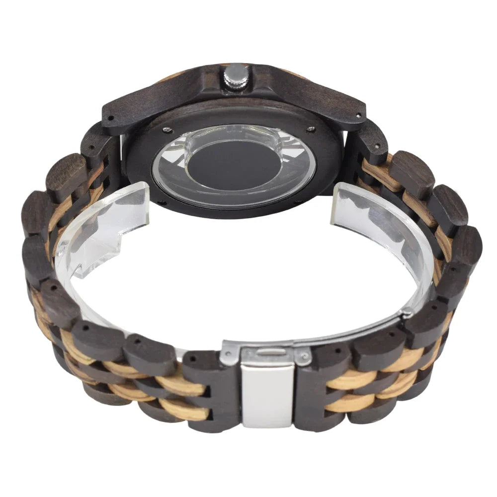 Wooden Watches for Men Handmade  Engraved Wood Watch Analog Quartz Men's Wooden Watch
